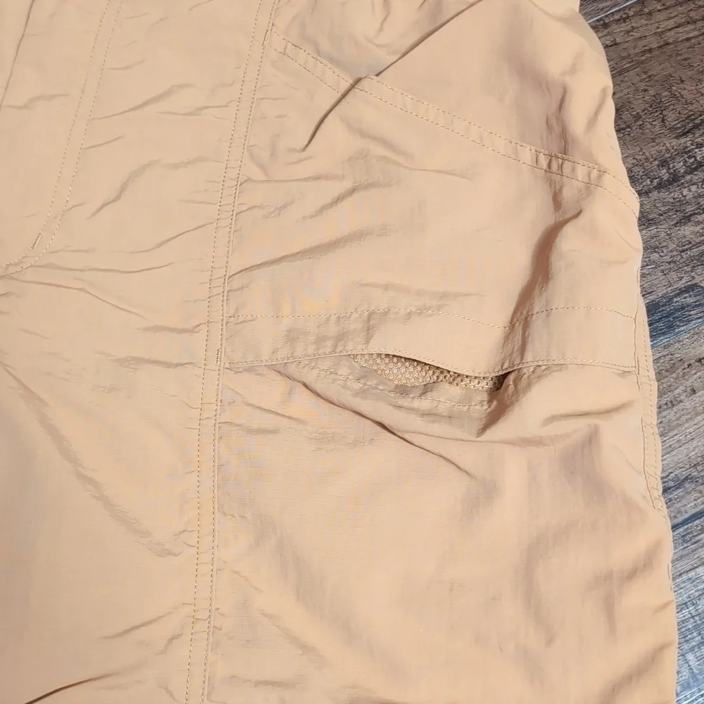 Eddie Bauer Ripstop Tech Shorts Size Large Brown Rust Belted Nylon Hiking